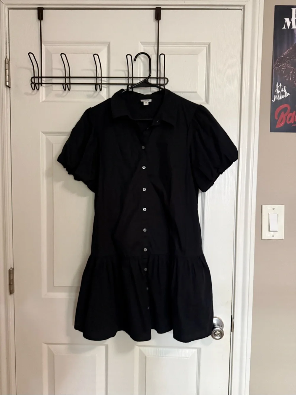 J. Crew Black Button-Front Dress